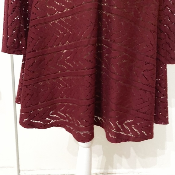 Bcbgmaxazria KINLEY BURGUNDY LONG SLEEVE V-NECKLINE SKATER MINI DRESS - Picture 8 of 13